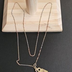 14k Gold Tri Color Necklace 22 Inch